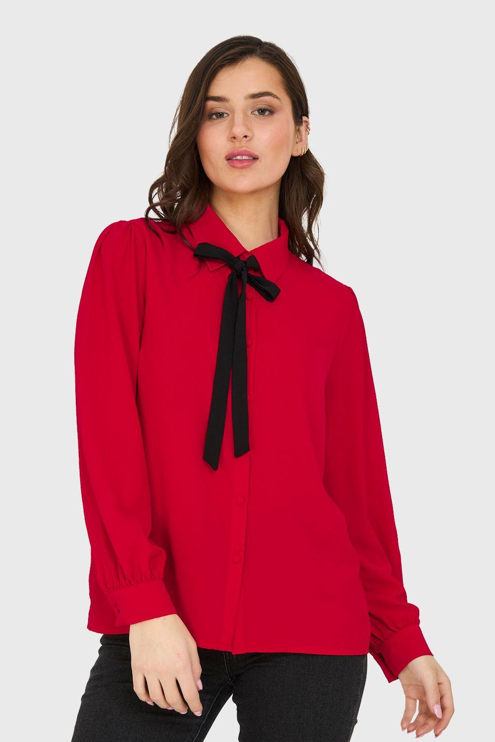 Blusa Con Lazo Desmontable Rojo Nicopoly-0