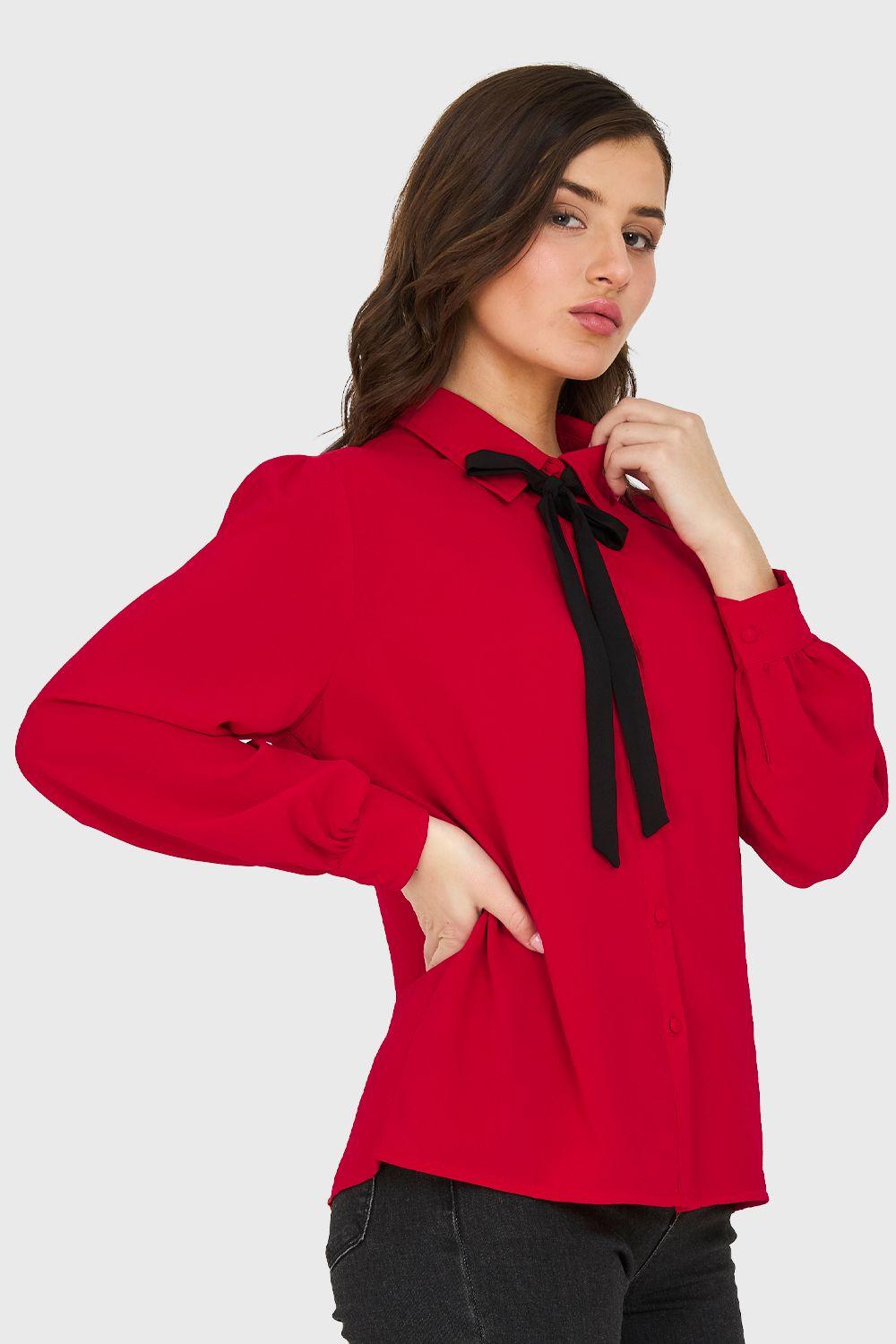 Blusa Con Lazo Desmontable Rojo Nicopoly-2