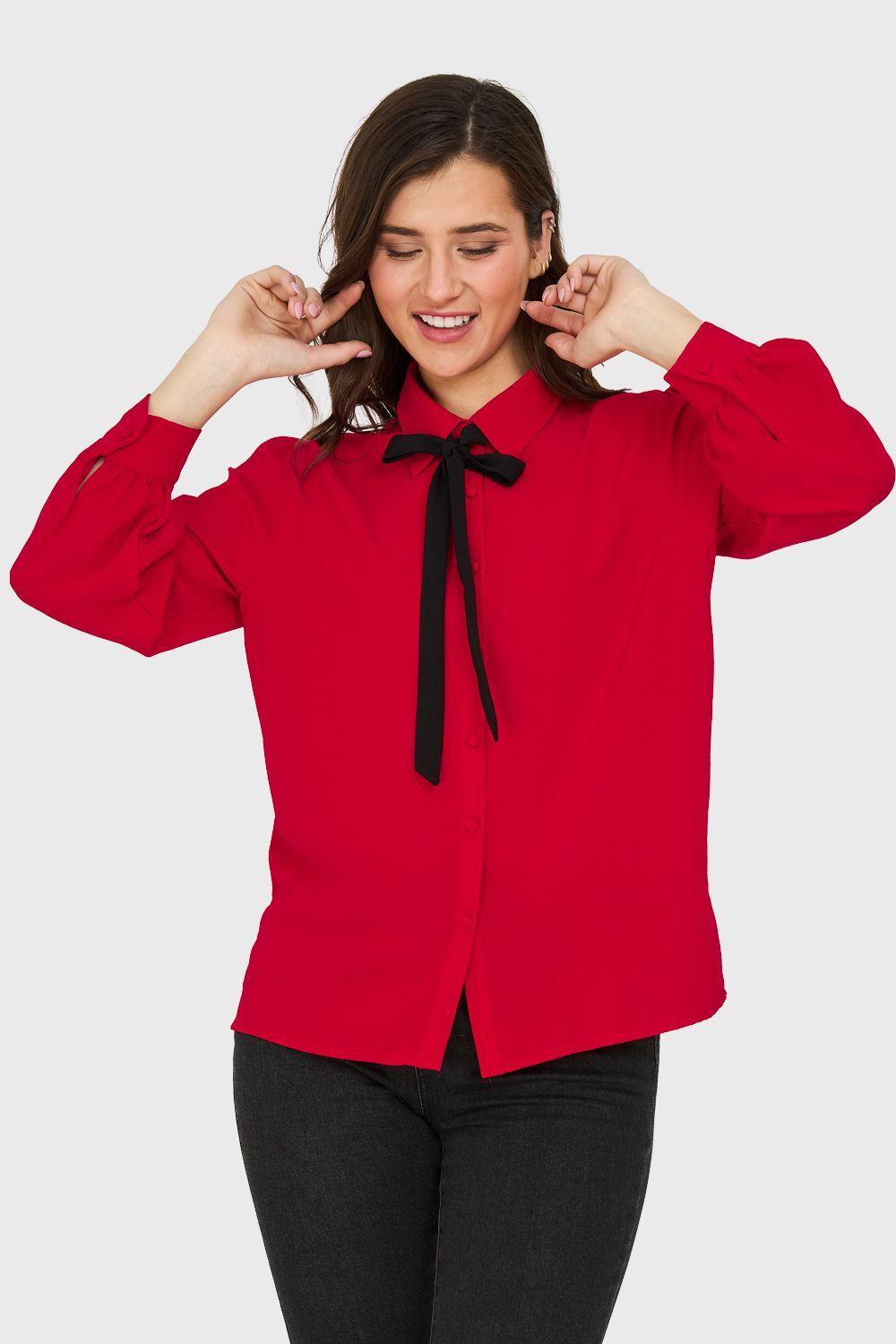 Blusa Con Lazo Desmontable Rojo Nicopoly-4