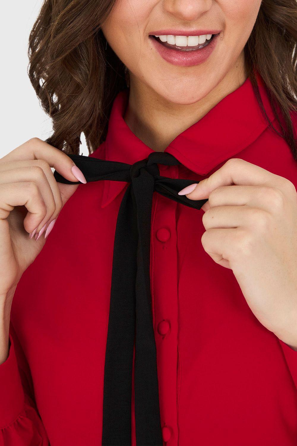 Blusa Con Lazo Desmontable Rojo Nicopoly-5