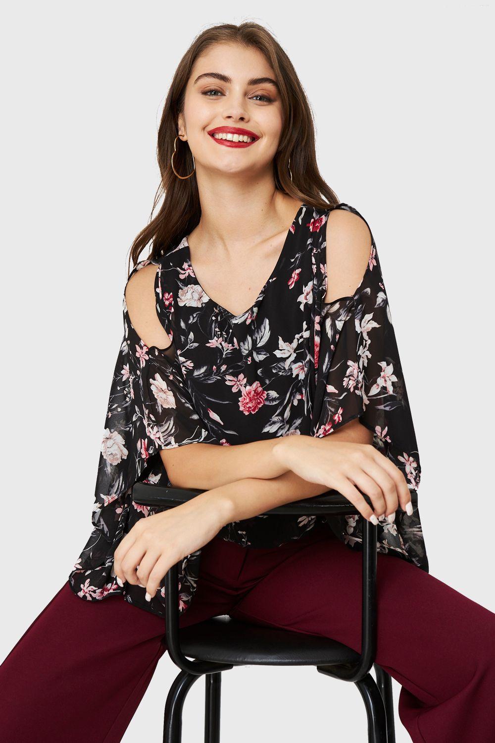 Blusa Manga Kimono Negro Nicopoly-0
