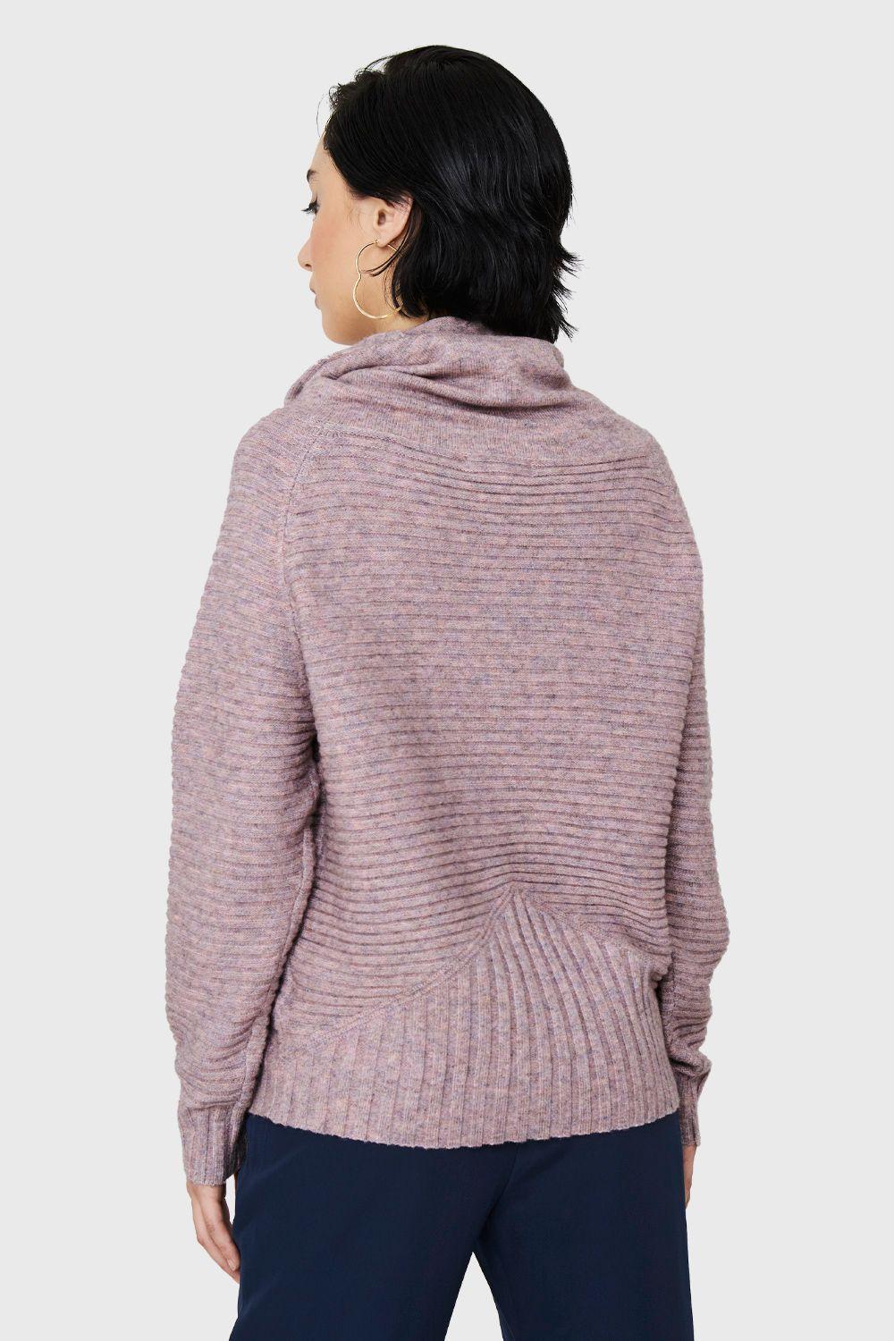Sweater Acanalado Cuello Tortuga Lila Nicopoly-3