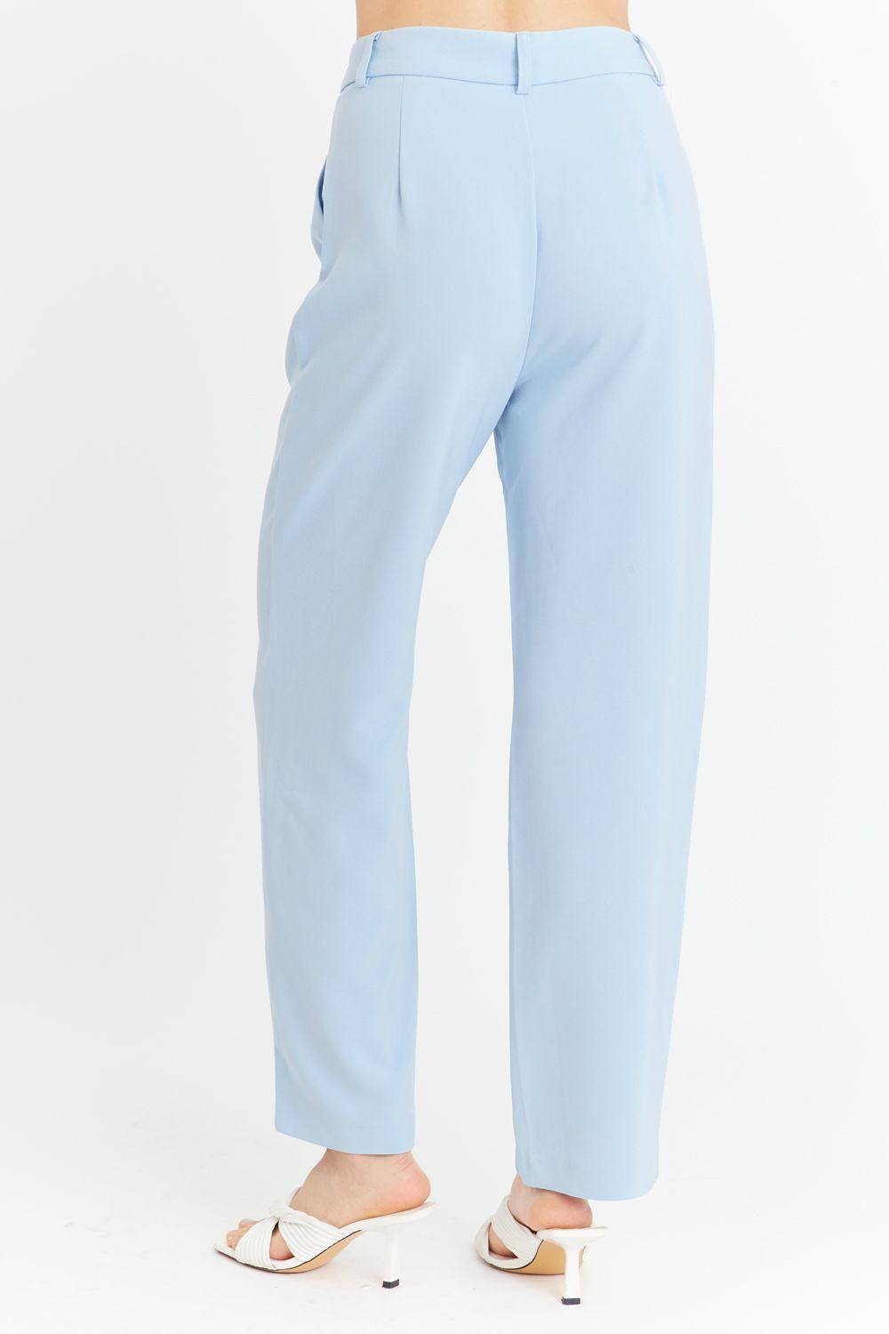 Pantalón Con Pinzas Recto Celeste Nicopoly-8