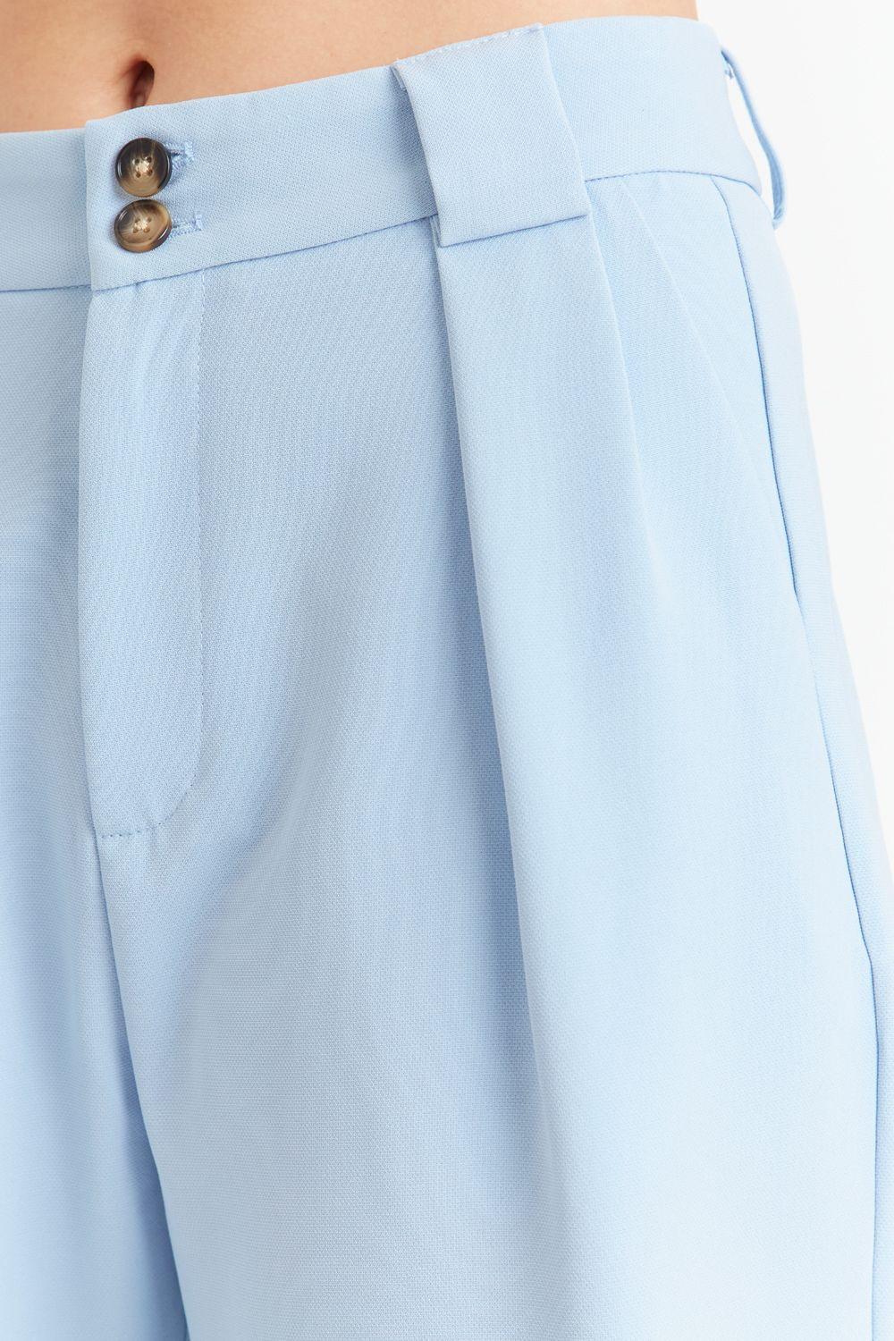 Pantalón Con Pinzas Recto Celeste Nicopoly-9