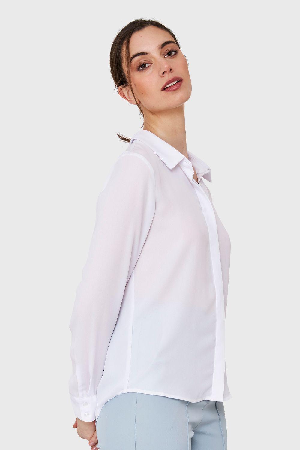 Blusa Básica Botonera Invisible Blanco Nicopoly-2