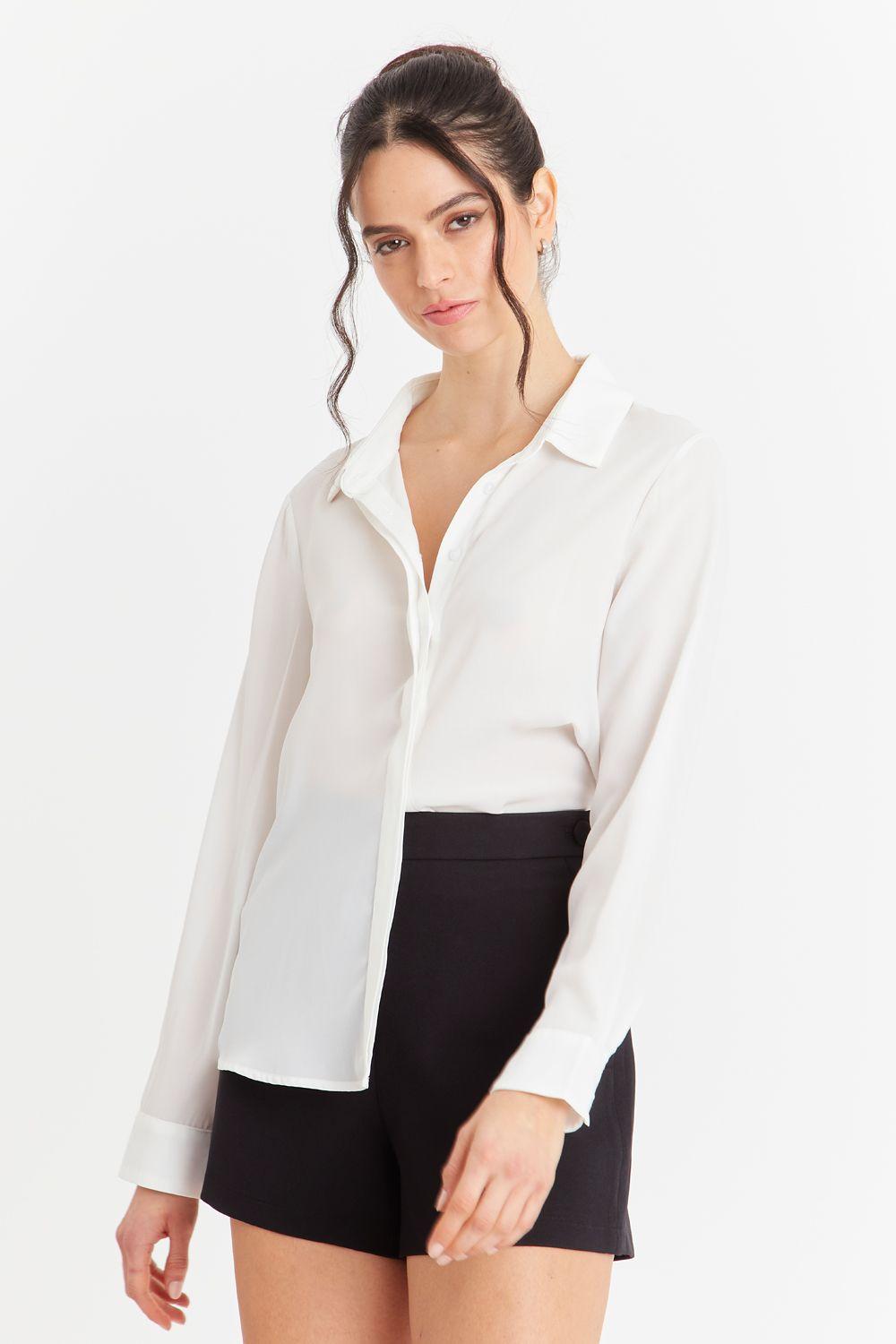 Blusa Básica Botonera Invisible Blanco Nicopoly-0