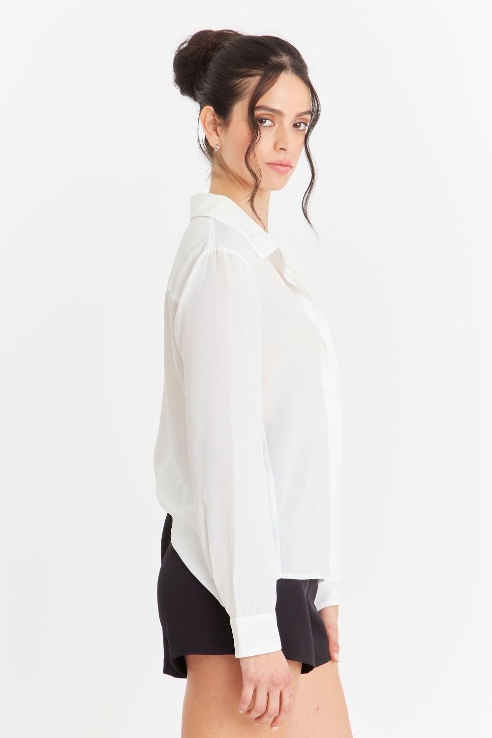 Blusa Básica Botonera Invisible Blanco Nicopoly-2