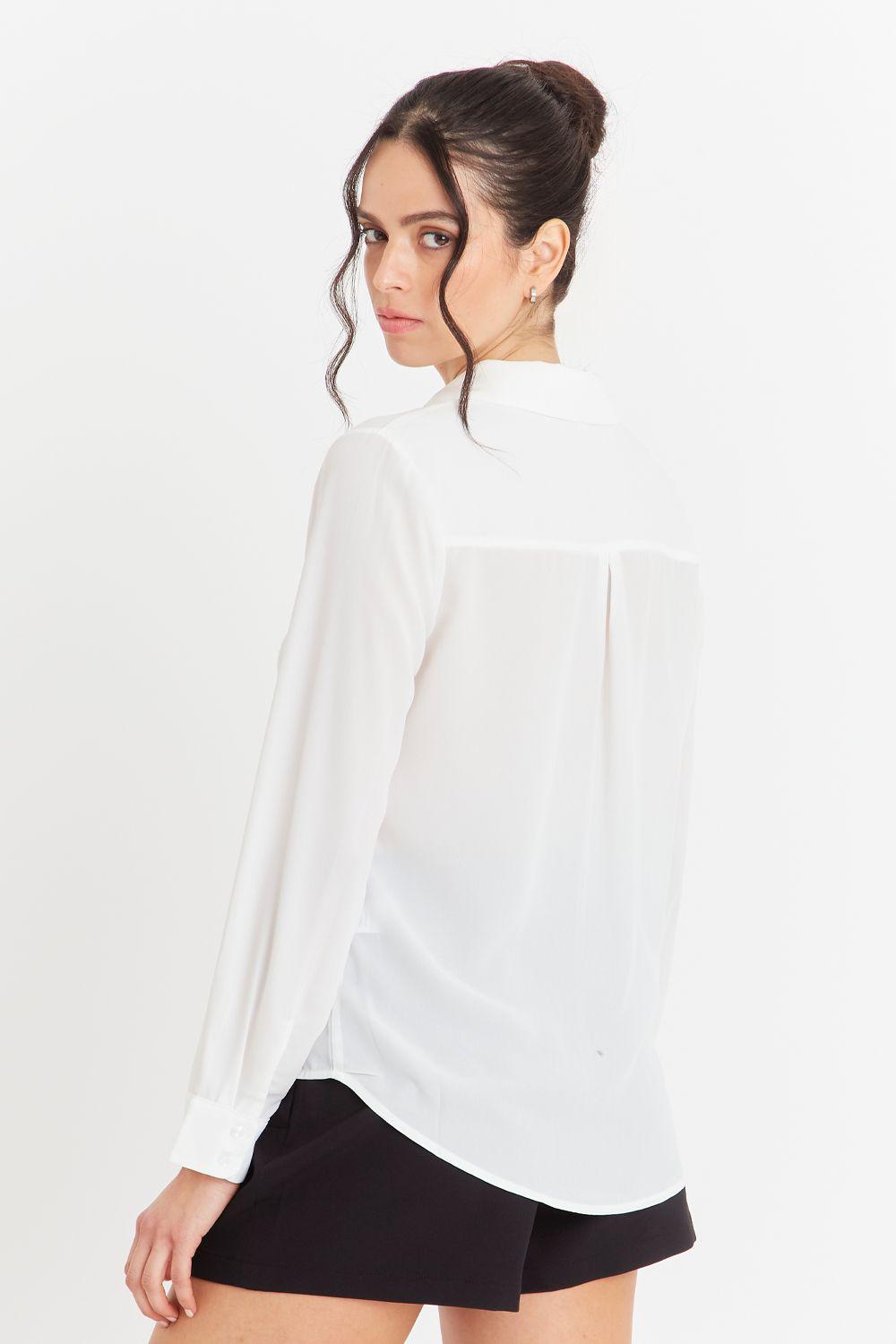 Blusa Básica Botonera Invisible Blanco Nicopoly-3