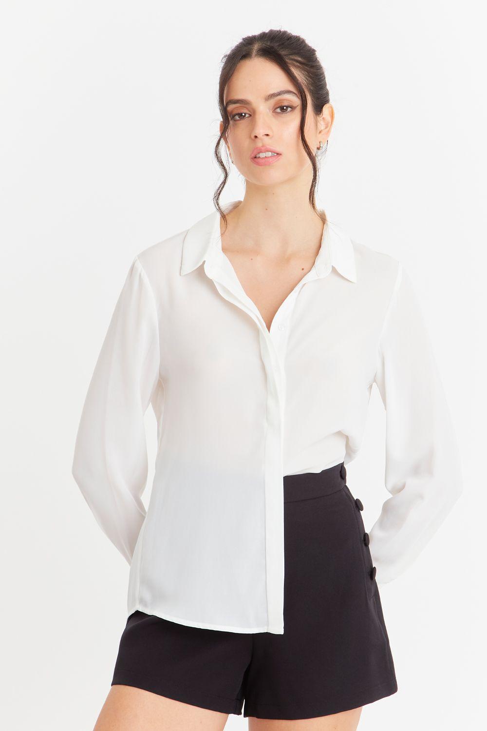 Blusa Básica Botonera Invisible Blanco Nicopoly-4