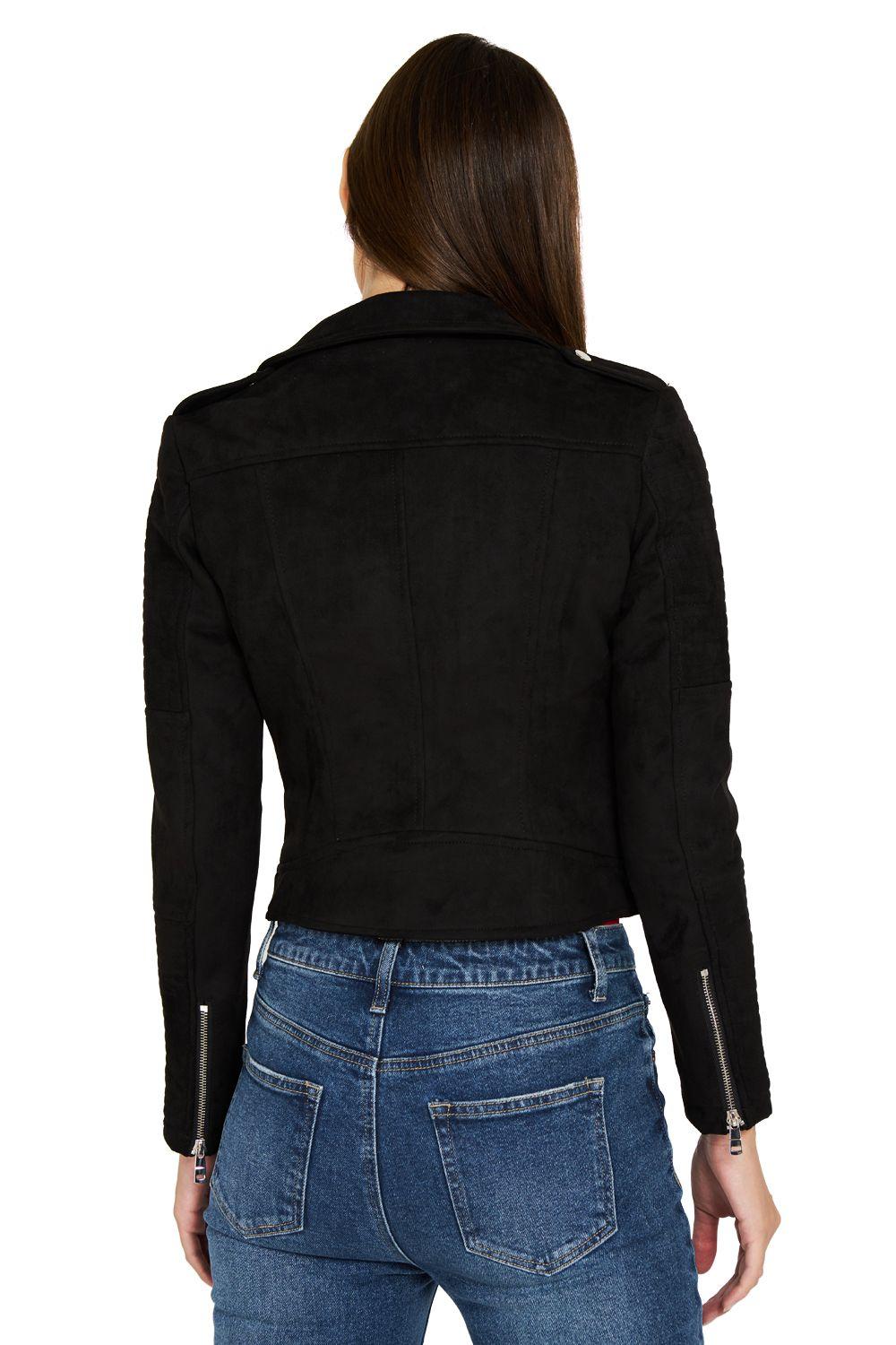 Chaqueta Tipo Gamuza Biker Negro Nicopoly-3