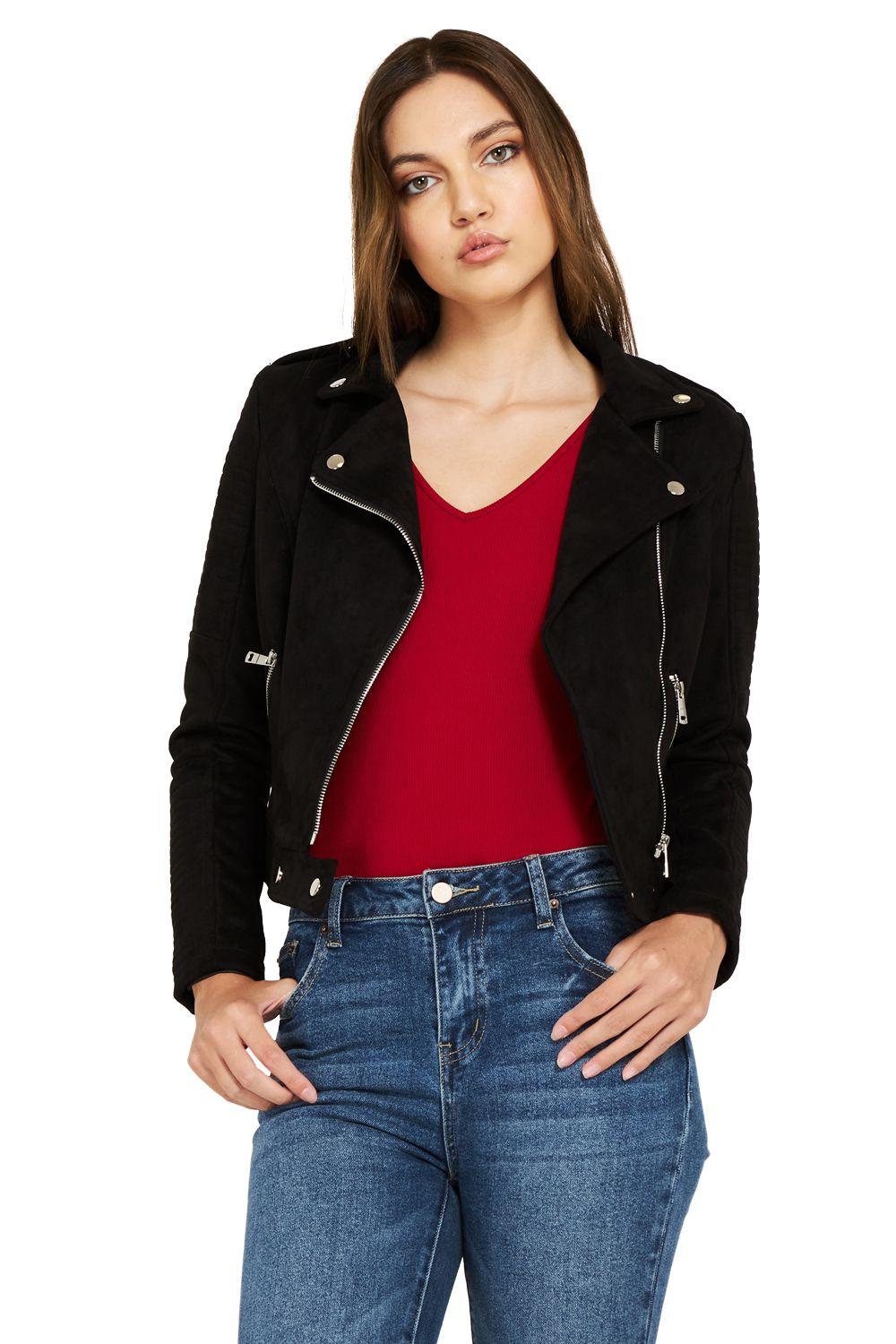 Chaqueta Tipo Gamuza Biker Negro Nicopoly-0