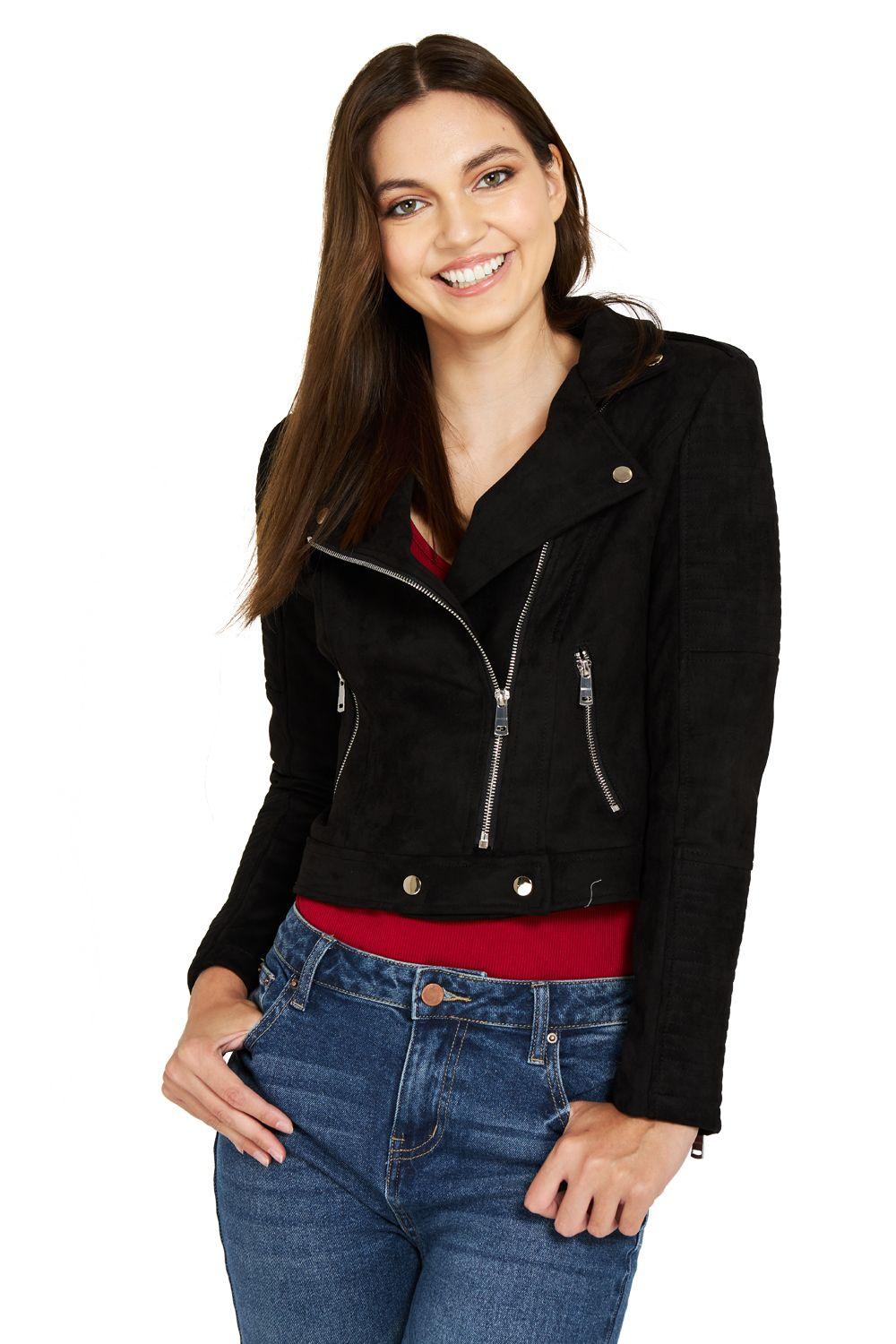 Chaqueta Tipo Gamuza Biker Negro Nicopoly-1