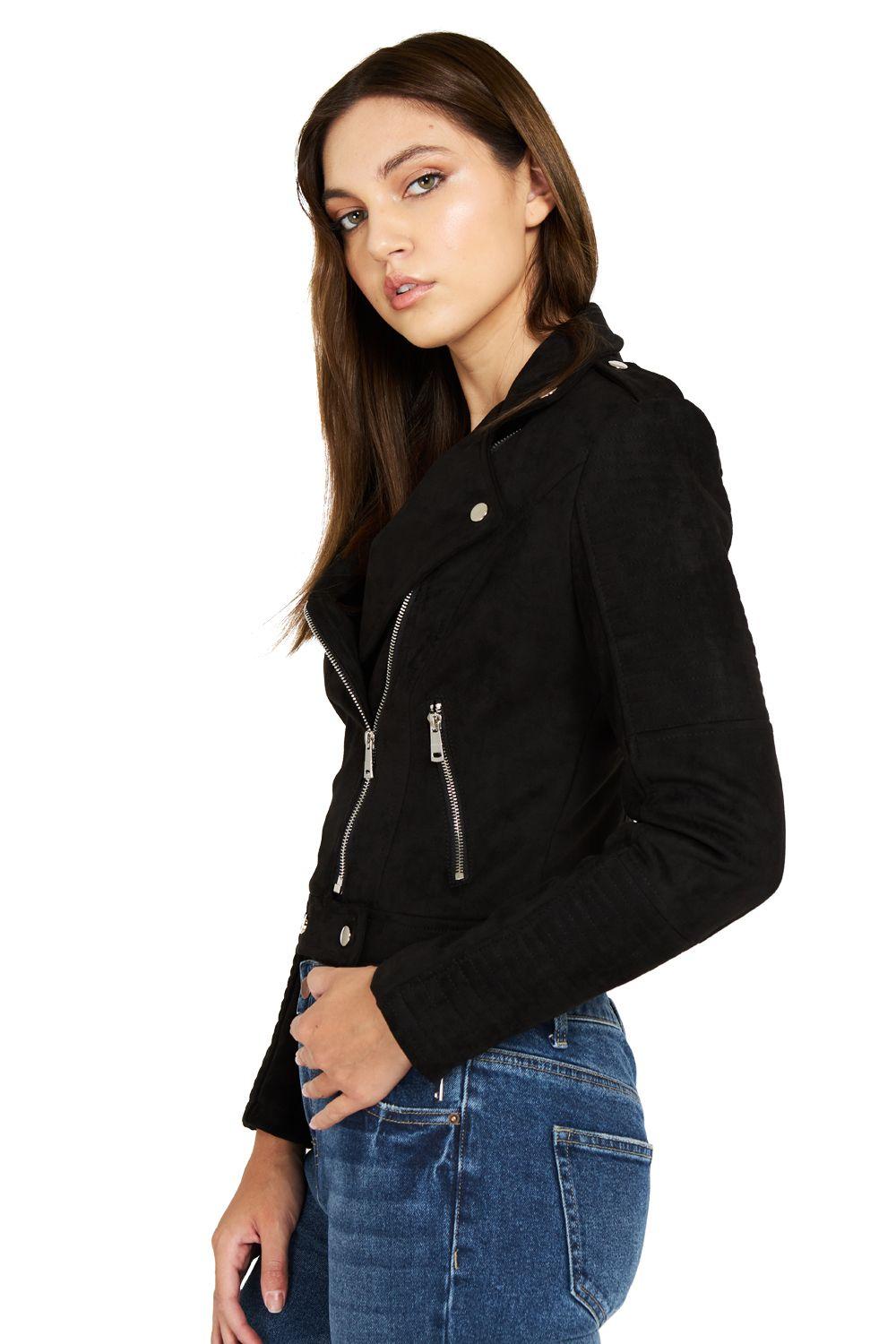 Chaqueta Tipo Gamuza Biker Negro Nicopoly-2