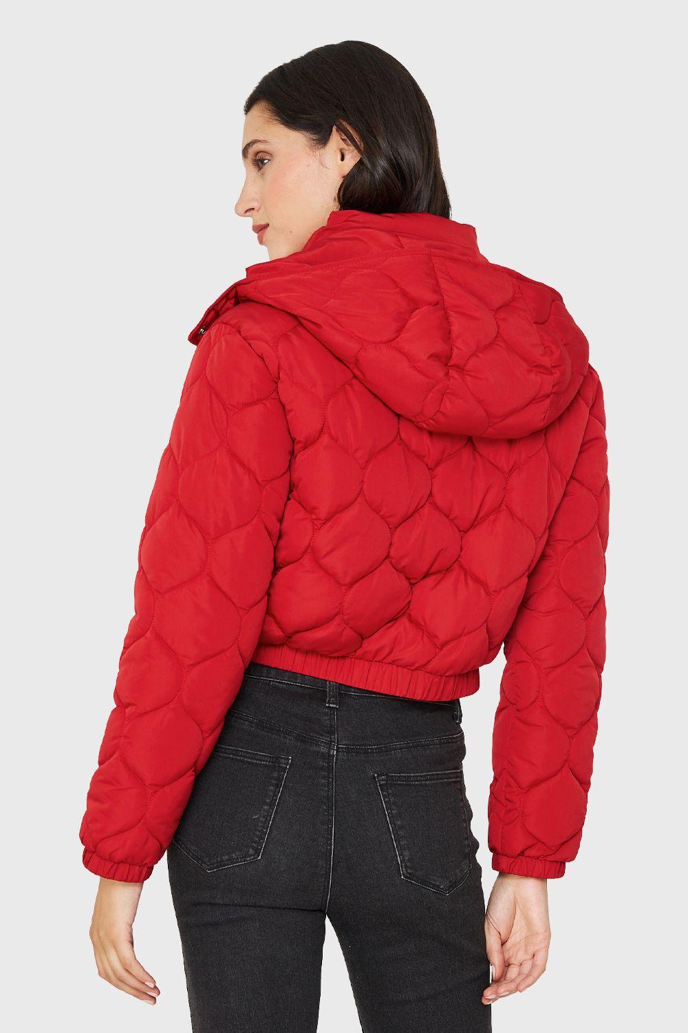 Parka Corta Quilt Con Gorro Rojo Nicopoly-3