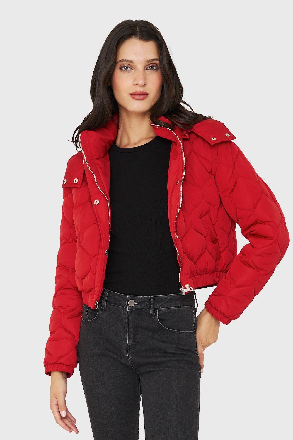 Parka Corta Quilt Con Gorro Rojo Nicopoly-4