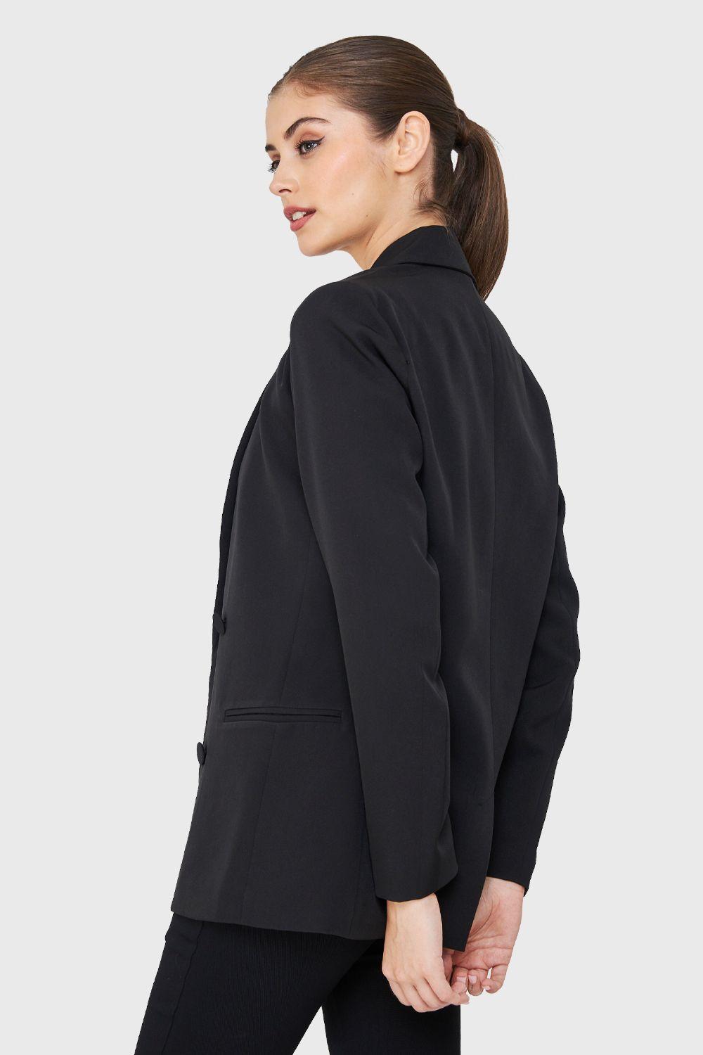 Blazer Cuatro Botones Decorativos Negro Nicopoly-3