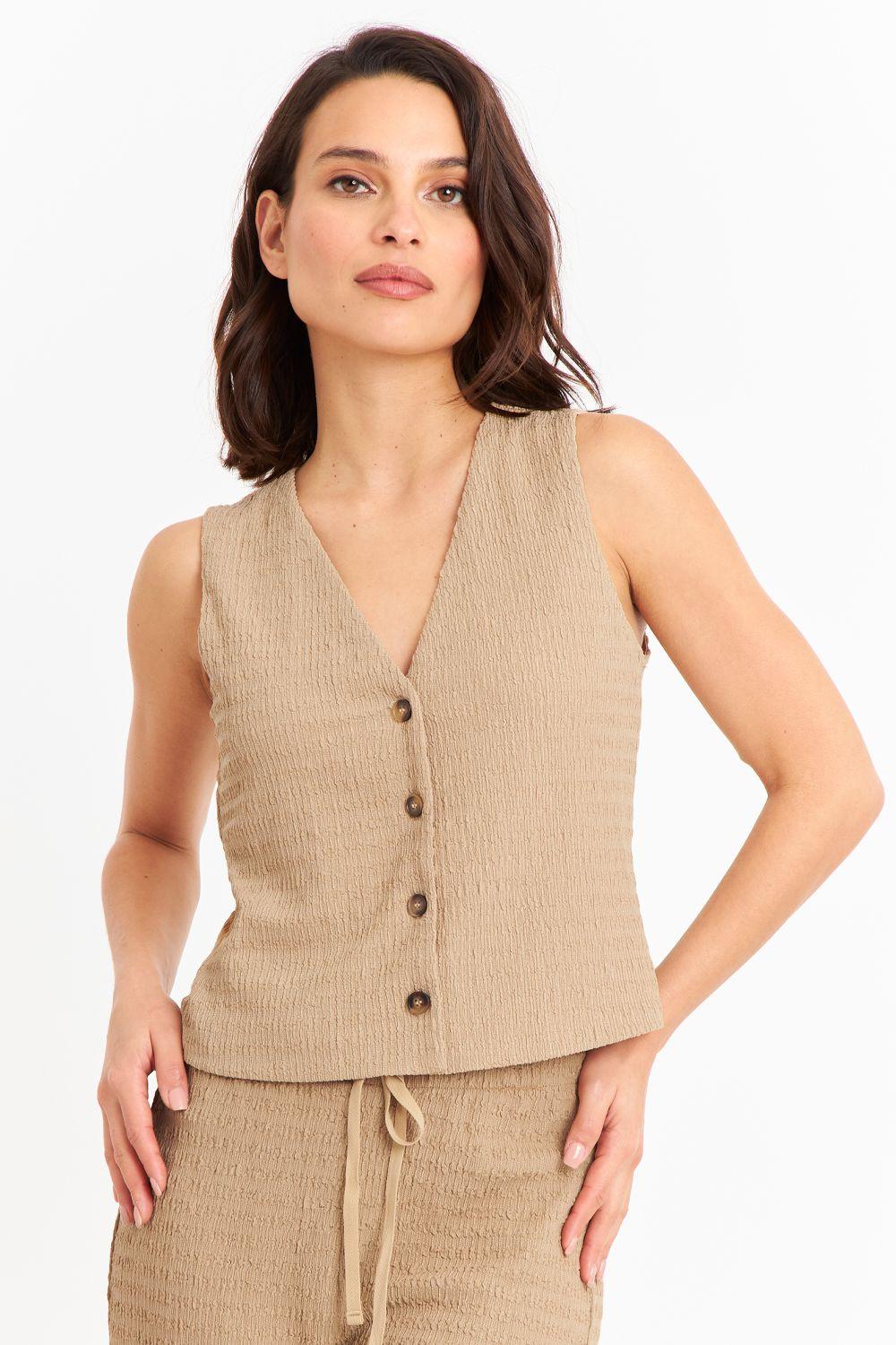 Gilet Tipo Crepé Khaki Nicopoly-0