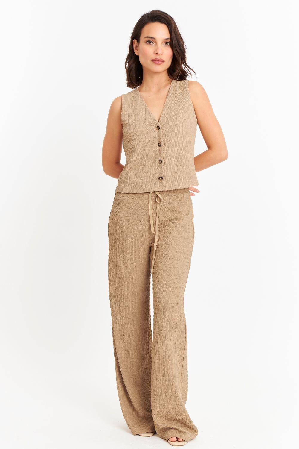 Gilet Tipo Crepé Khaki Nicopoly-1