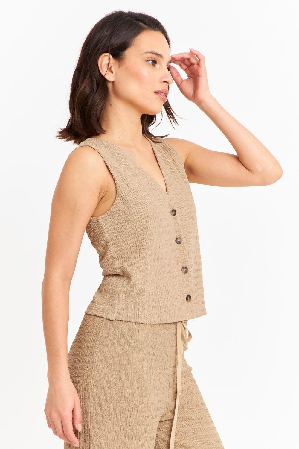 Gilet Tipo Crepé Khaki Nicopoly-2