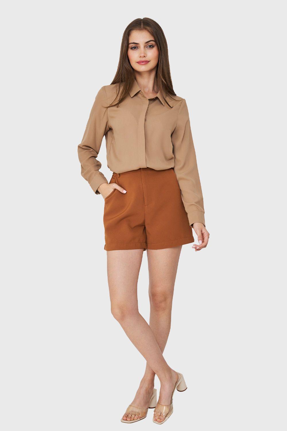 Blusa Botonera Invisible Básica Khaki Nicopoly-1