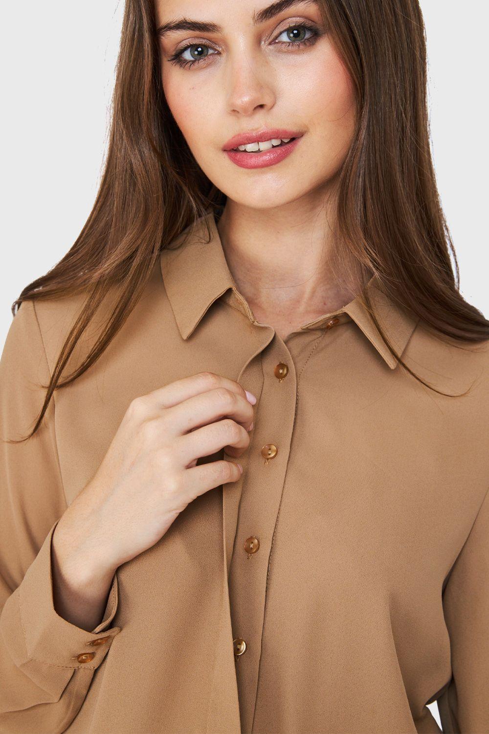 Blusa Botonera Invisible Básica Khaki Nicopoly-5