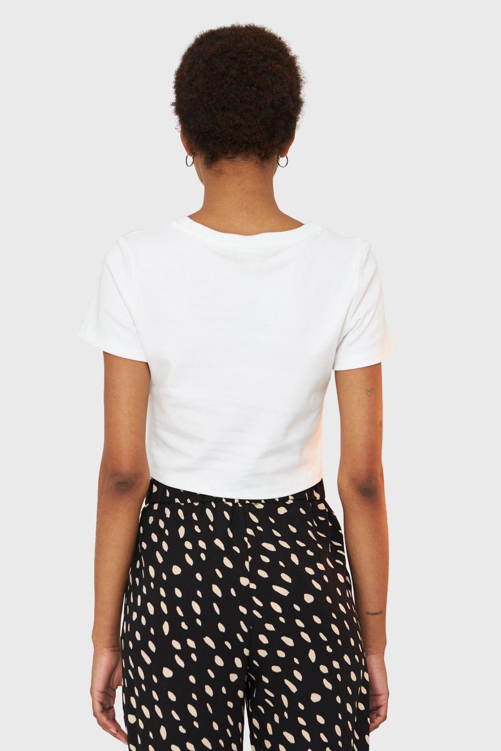 Polera Crop Etiqueta Fashion Blanco Nicopoly-3