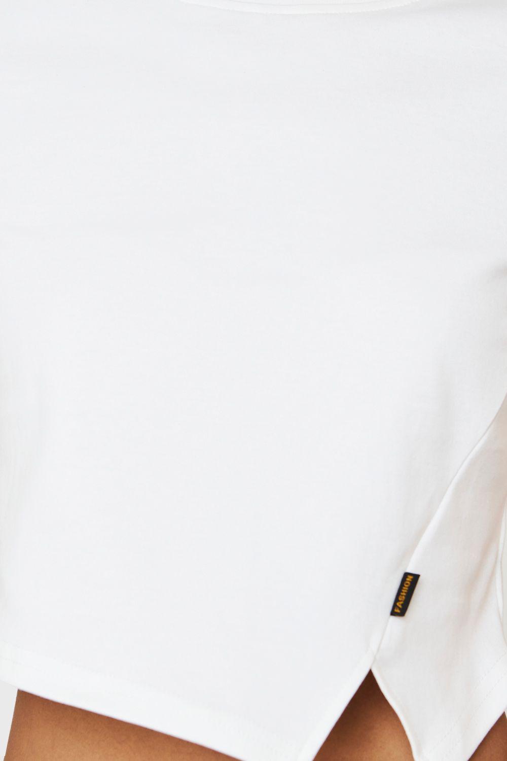 Polera Crop Etiqueta Fashion Blanco Nicopoly-5