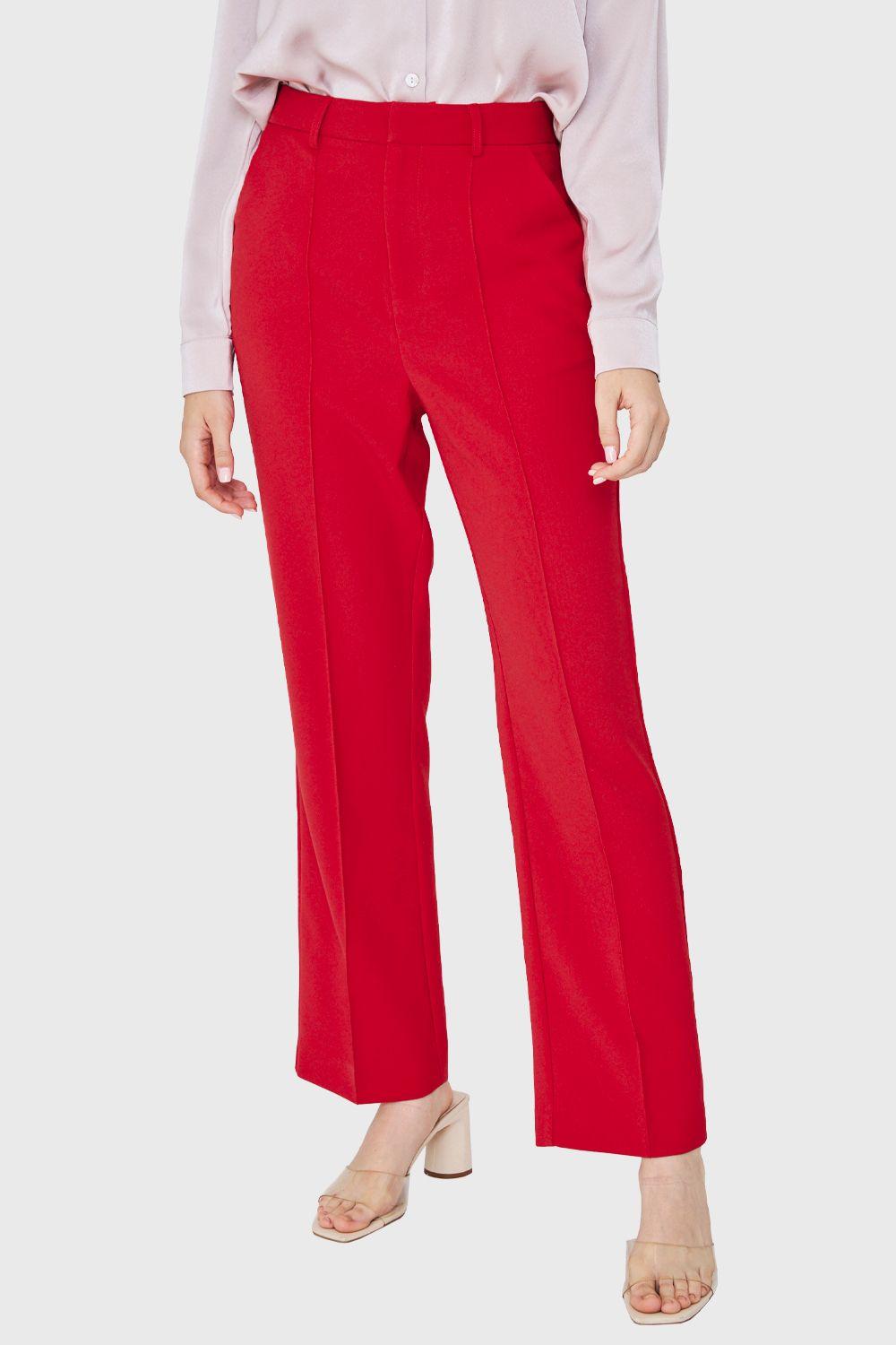 Pantalón Vestir Costuras Frontales Rojo Nicopoly-0