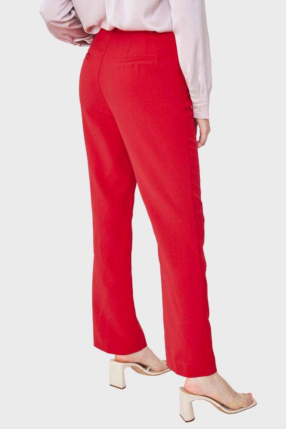 Pantalón Vestir Costuras Frontales Rojo Nicopoly-3