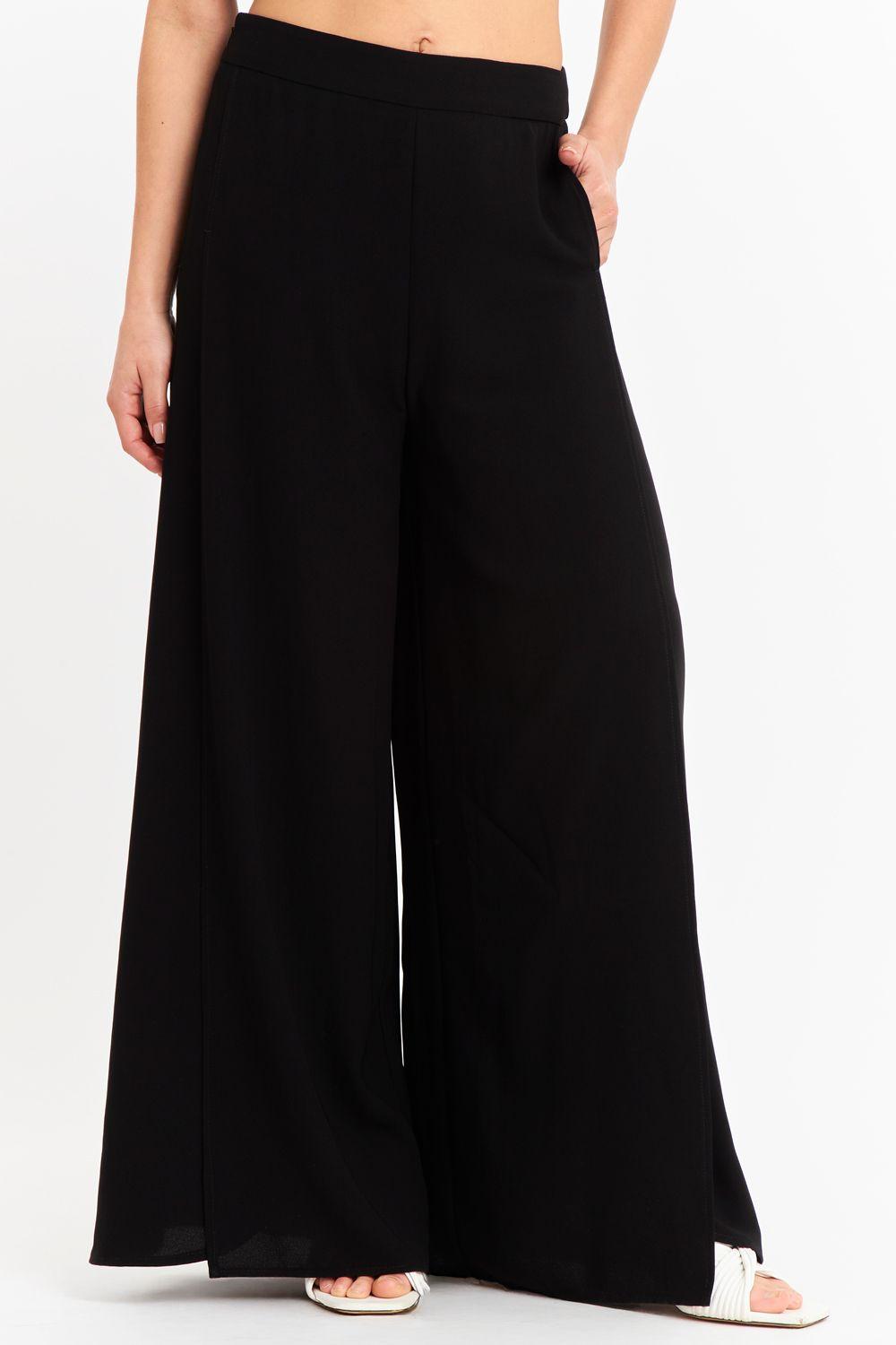 Pantalón Palazzo Tajos Negro Nicopoly-4