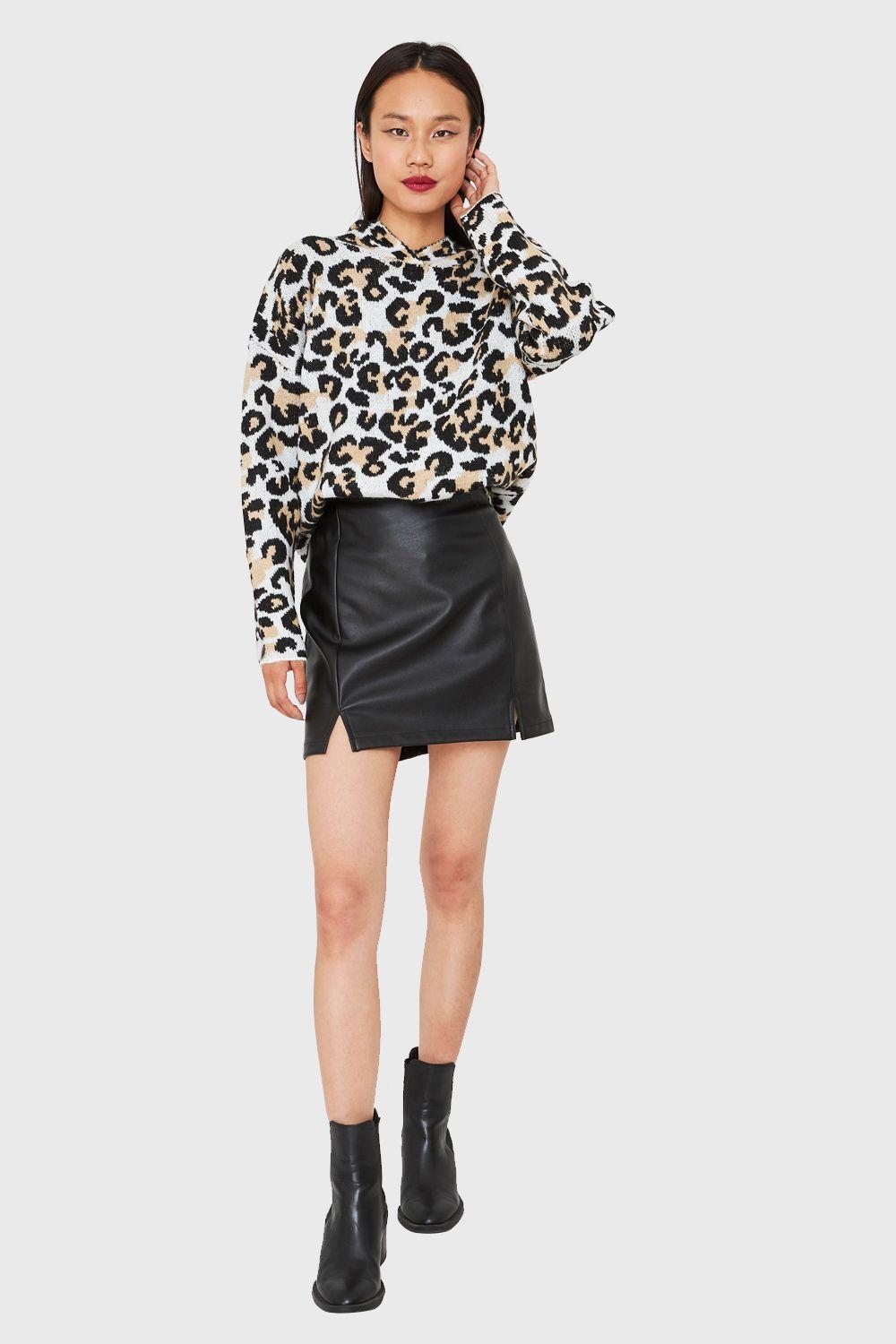 Sweater Leopard Con Gorro Blanco Nicopoly-1