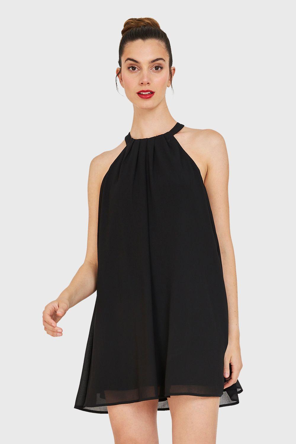 Vestido Corto Halter Negro Nicopoly-4