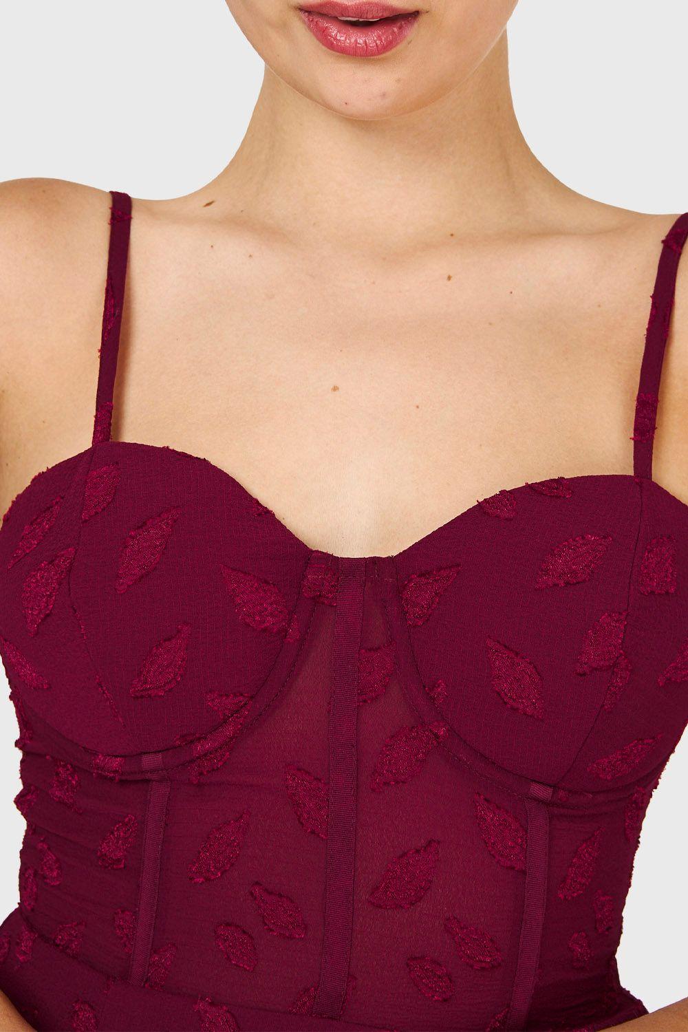 Vestido Largo Fiesta Burdeo Nicopoly-5