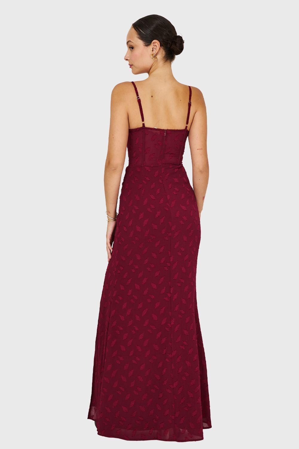 Vestido Largo Fiesta Burdeo Nicopoly-3