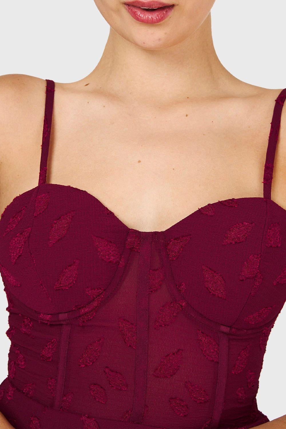 Vestido Largo Fiesta Burdeo Nicopoly-5