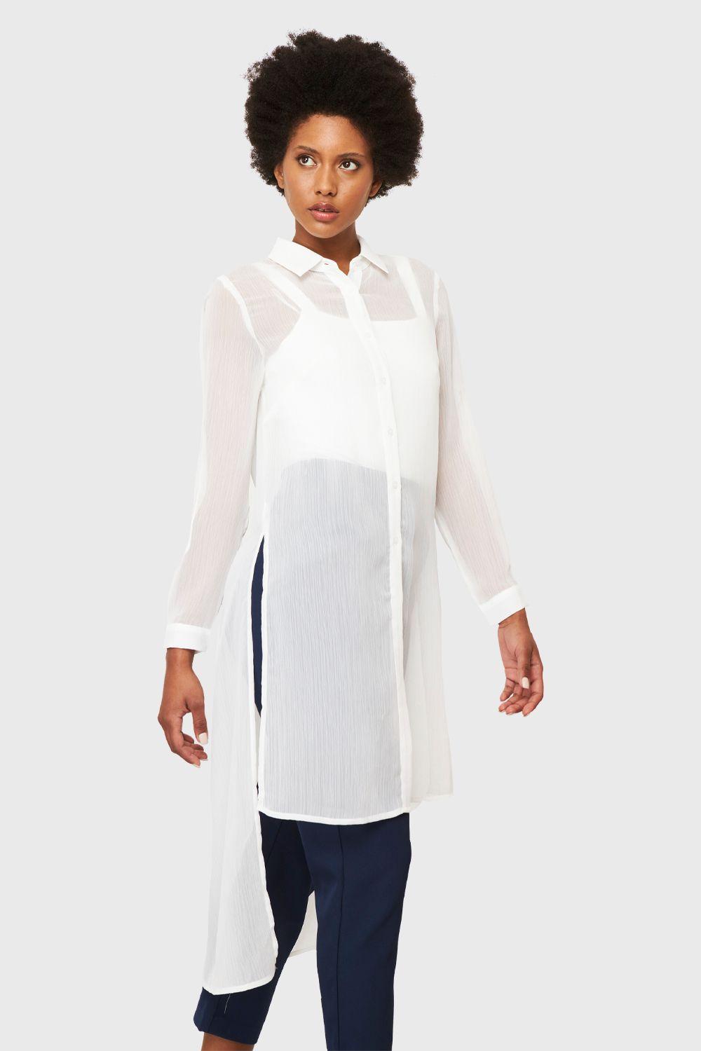 Blusa Larga Transparente Blanco Nicopoly-2
