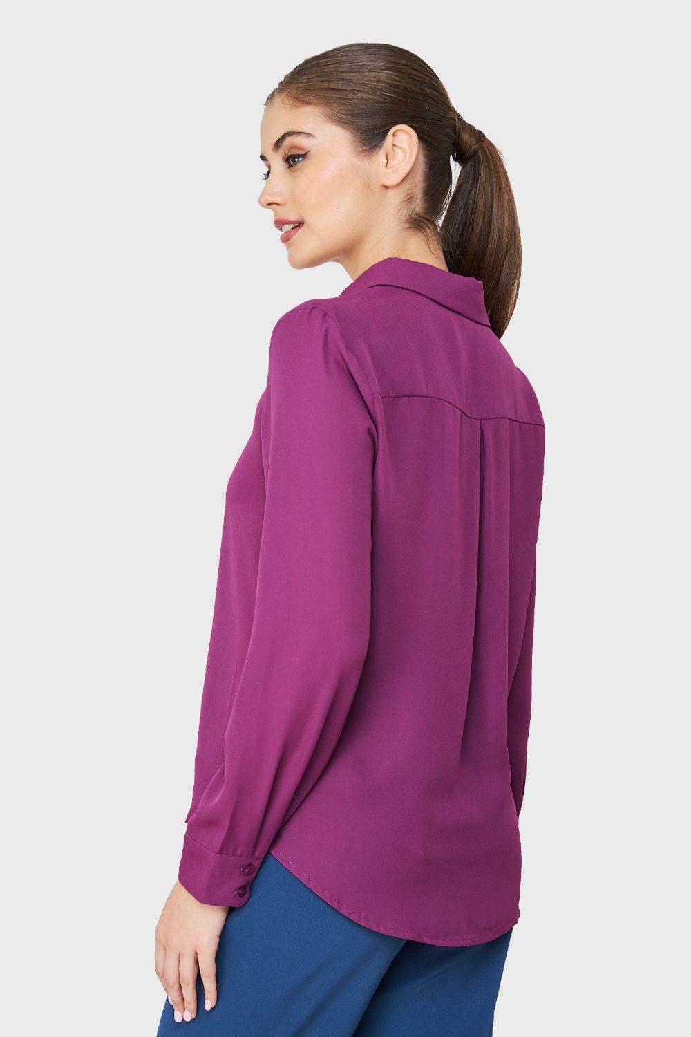 Blusa Botonera Invisible Básica Púrpura Nicopoly-3