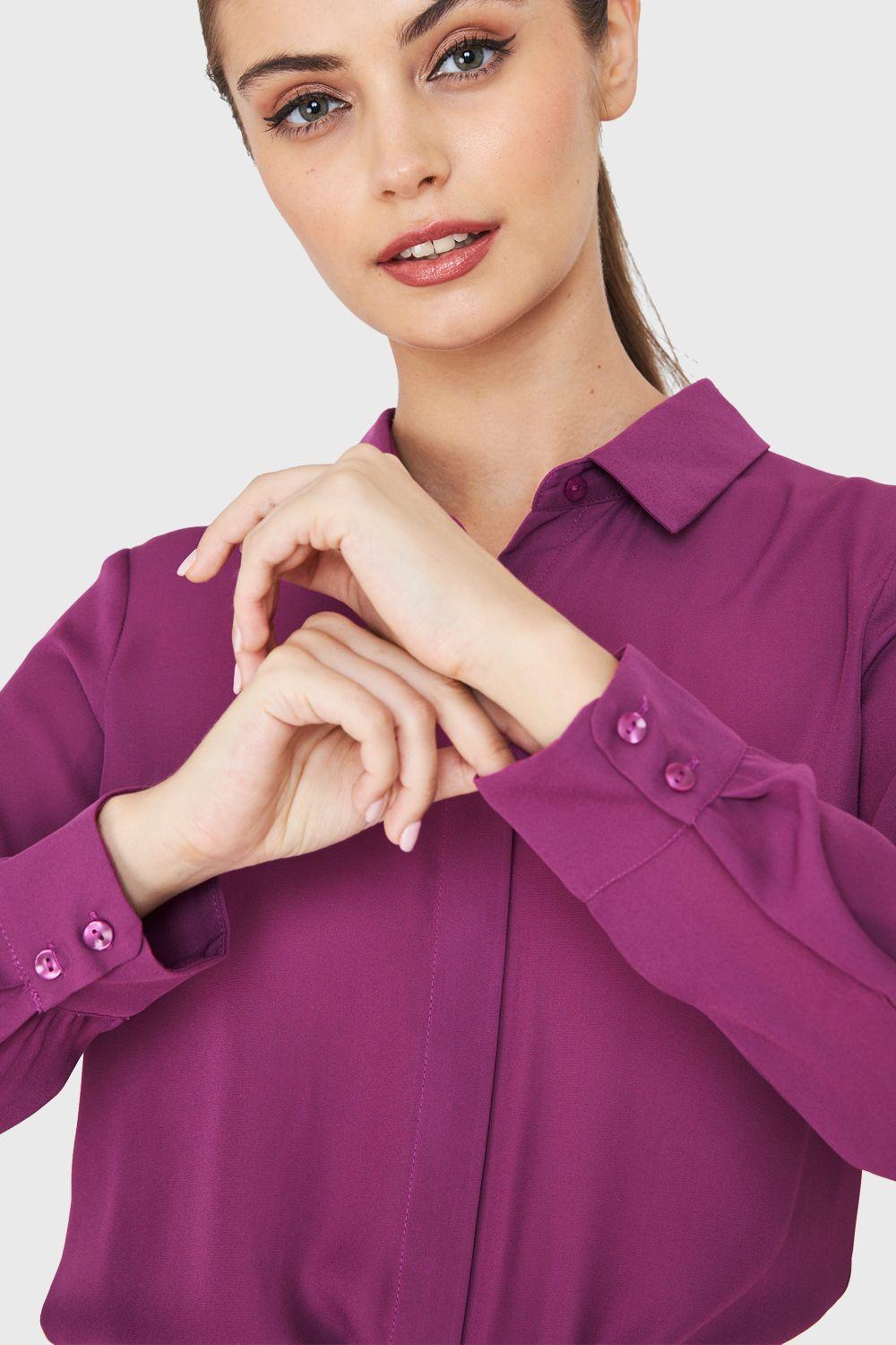 Blusa Botonera Invisible Básica Púrpura Nicopoly-5