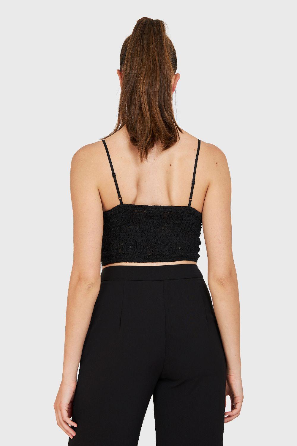 Crop Top Encaje Negro Nicopoly-3