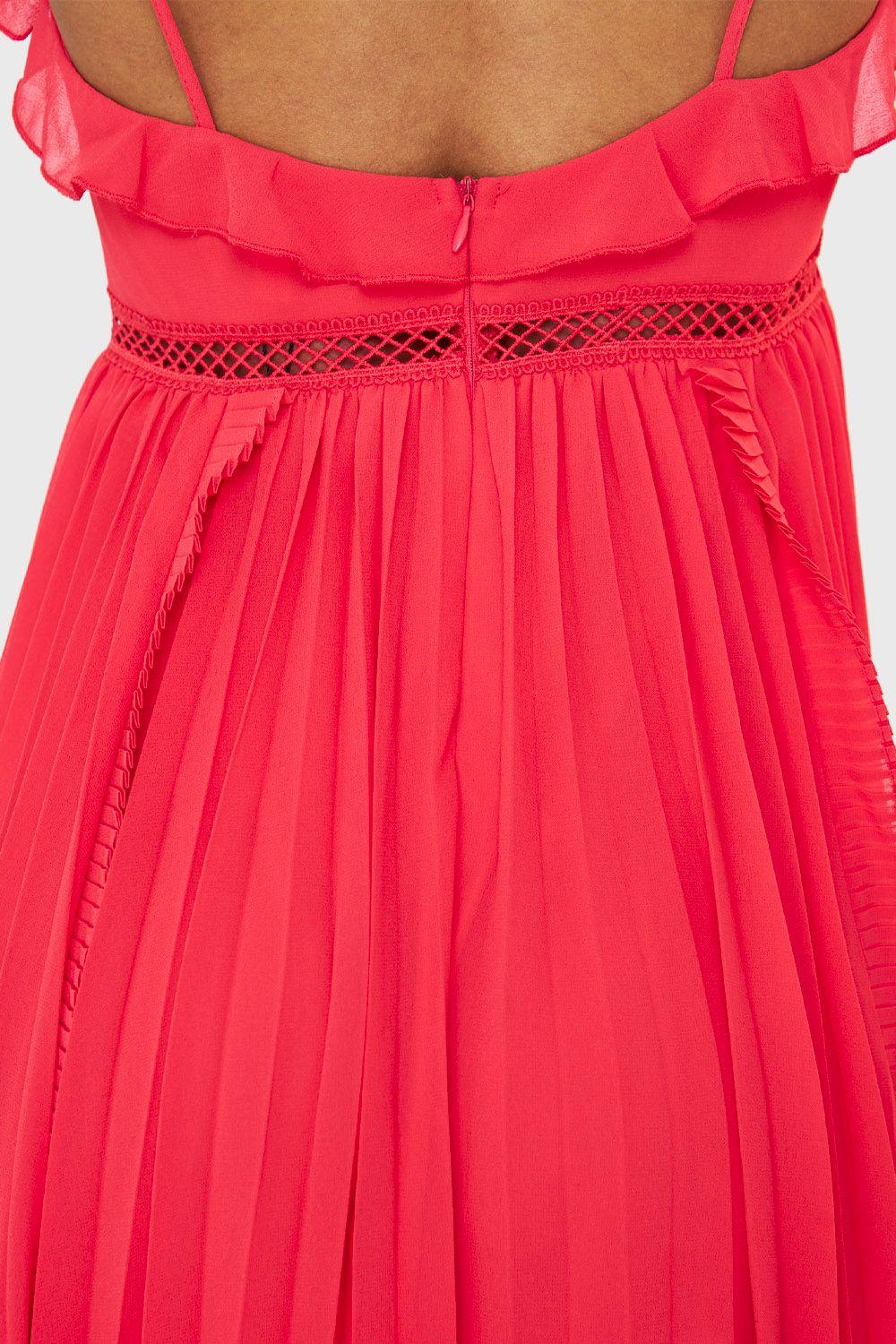 Vestido Plisado Vuelitos Rojo Escarlata Nicopoly-5