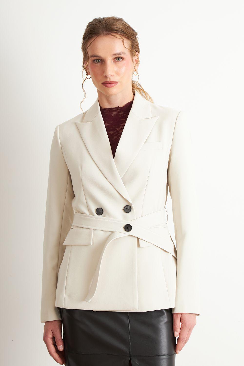 Blazer Cinturón Blanco Nicopoly-0