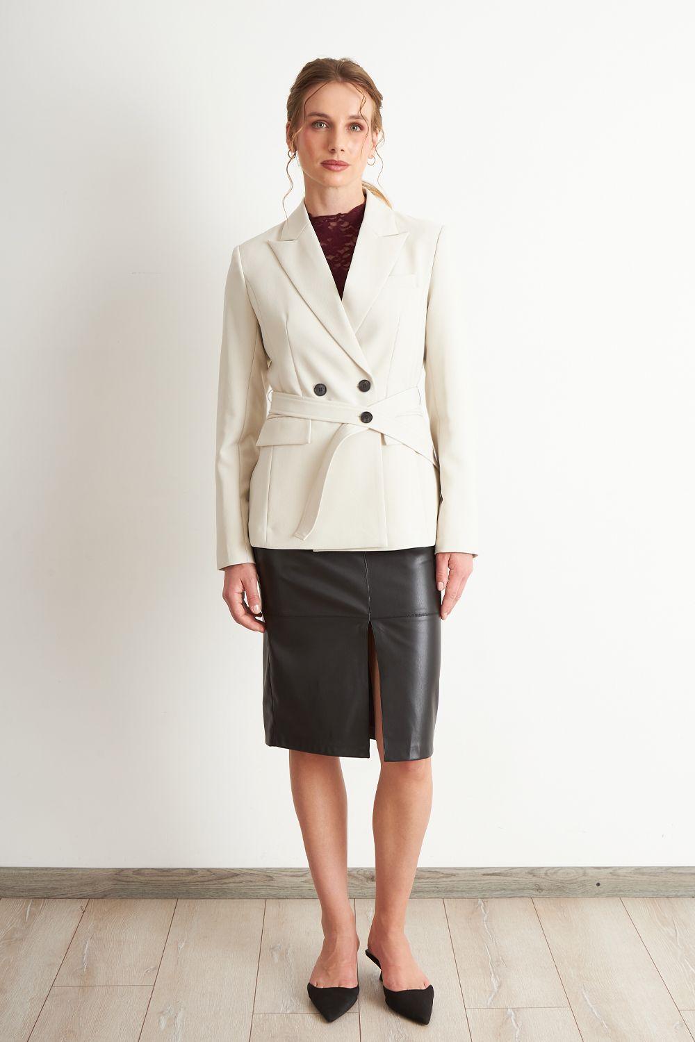 Blazer Cinturón Blanco Nicopoly-1