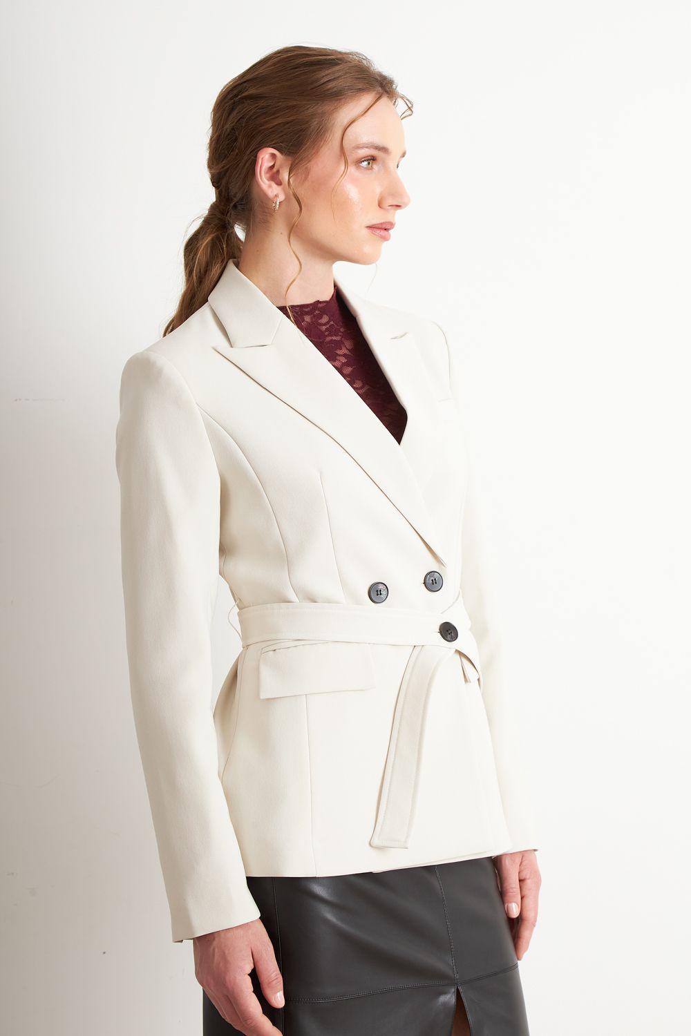 Blazer Cinturón Blanco Nicopoly-2