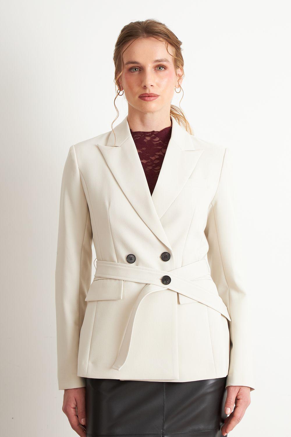 Blazer Cinturón Blanco Nicopoly-4