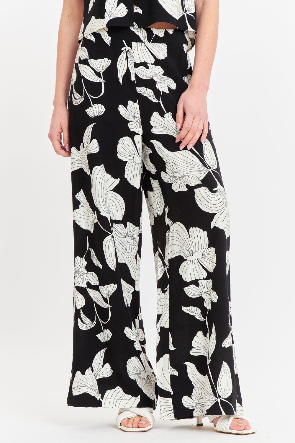 Pantalón Negro Flores Blancas Nicopoly-4