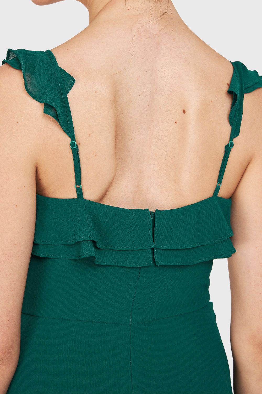 Vestido Largo Romántico Verde Oscuro Nicopoly-5