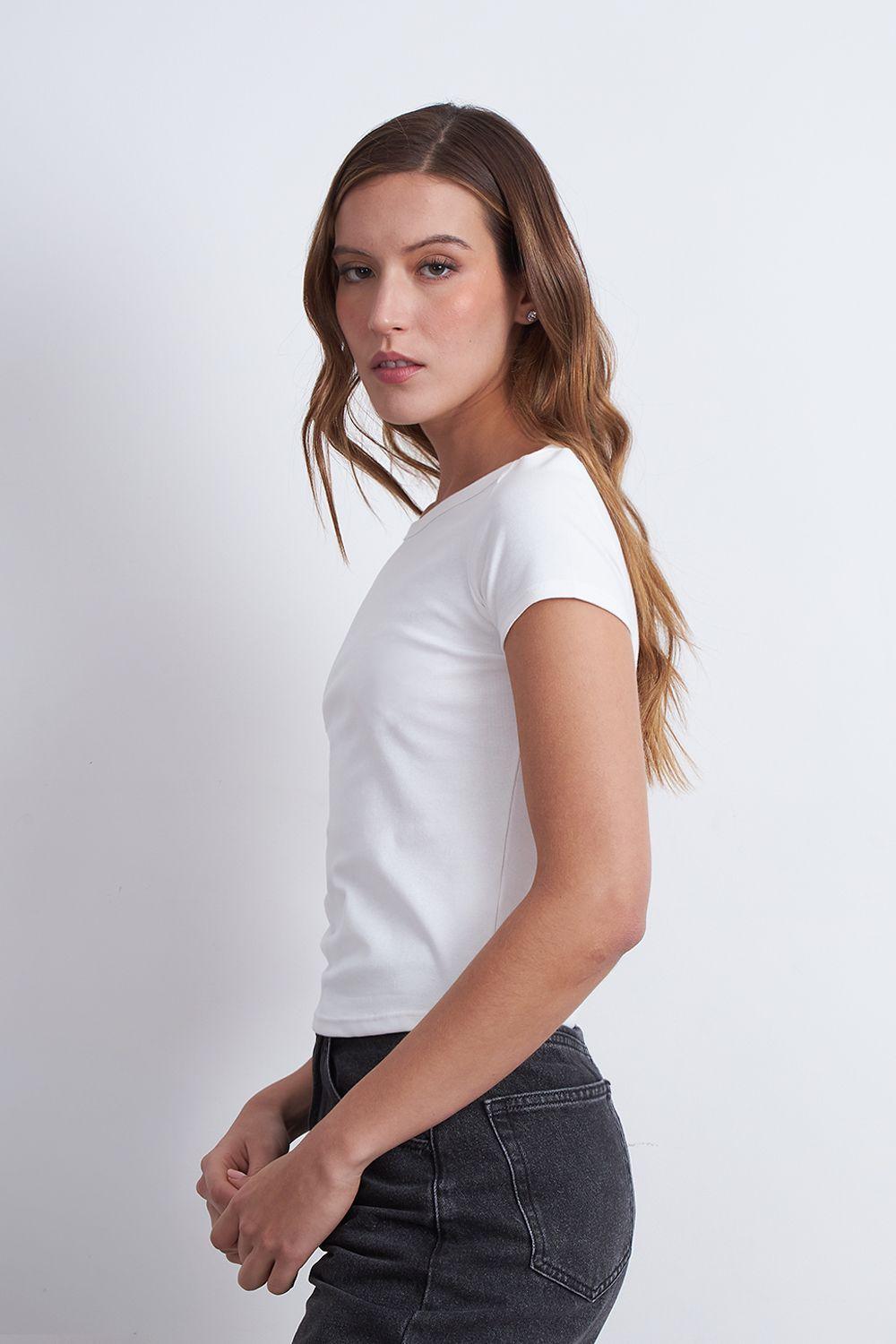Polera Manga Corta Cuello Bote Blanco Nicopoly-2