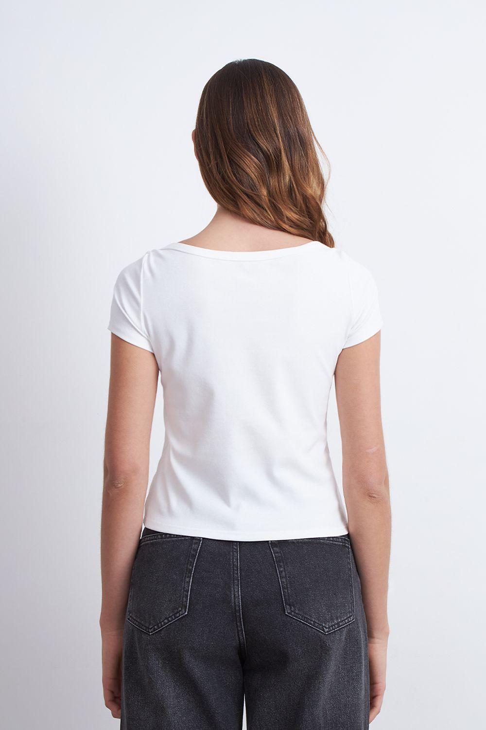 Polera Manga Corta Cuello Bote Blanco Nicopoly-3