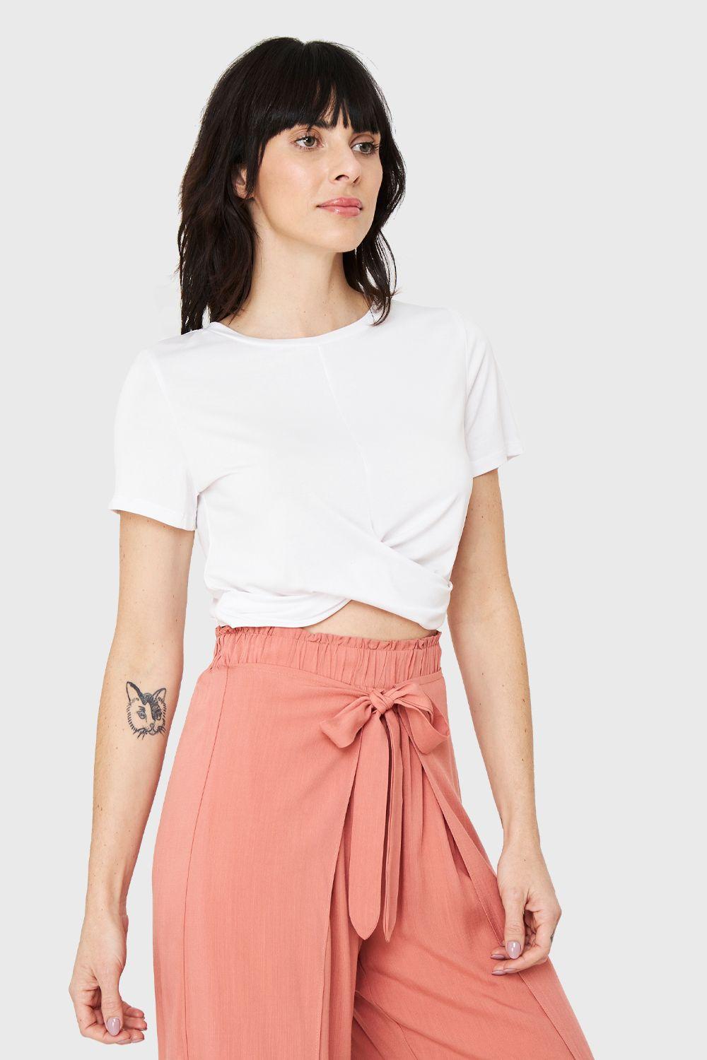 Polera Crop Nudo Blanco Nicopoly-2