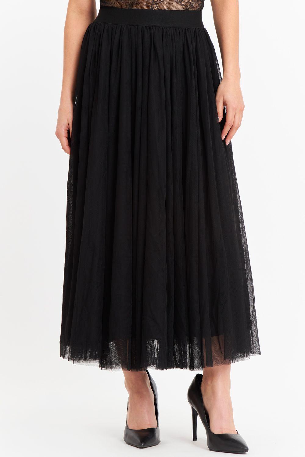 Falda Midi de Tul Negro-0